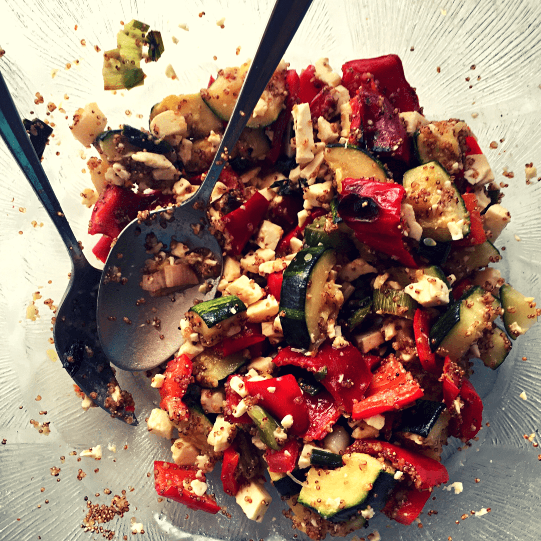 gegrilltes gemüse, Amaranth, Salat, sommerlicher Salat, Gemüsesalat, Feta