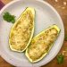 Gefüllte Zucchini, Kartoffel, Emmentaler. Sonnenblumenkerne